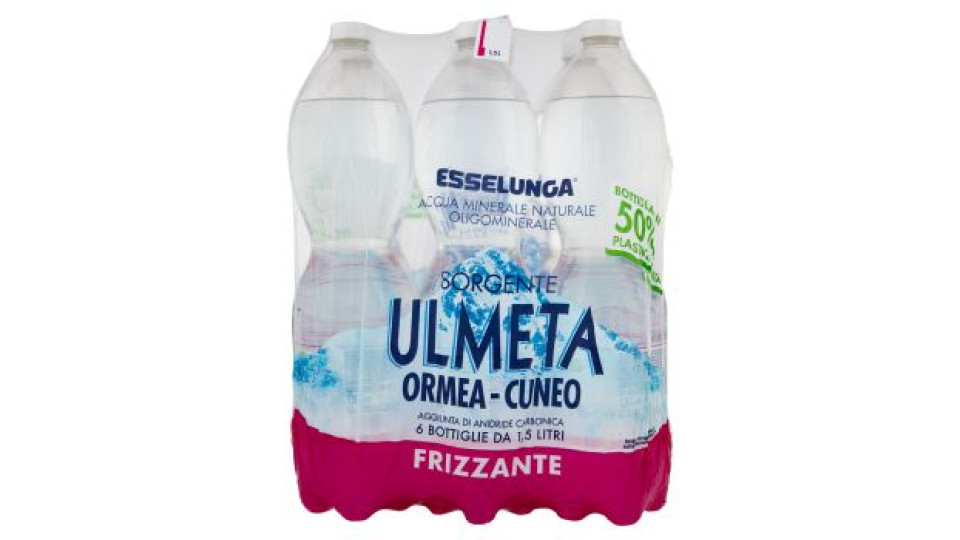 Esselunga Acqua minerale naturale oligominerale sorgente Ulmeta frizzante 6 x 1,5 Litri