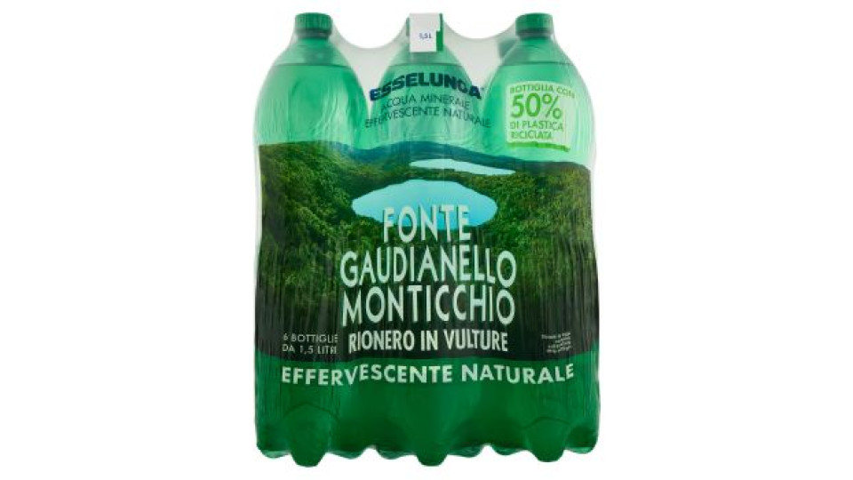 Esselunga Acqua minerale effervescente naturale Fonte Gaudianello Effervescente naturale 6 x 1,5 L