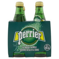 PERRIER, Acqua Minerale Naturale Frizzante, rinforzata con il gas della sorgente, Vetro, 33clx4