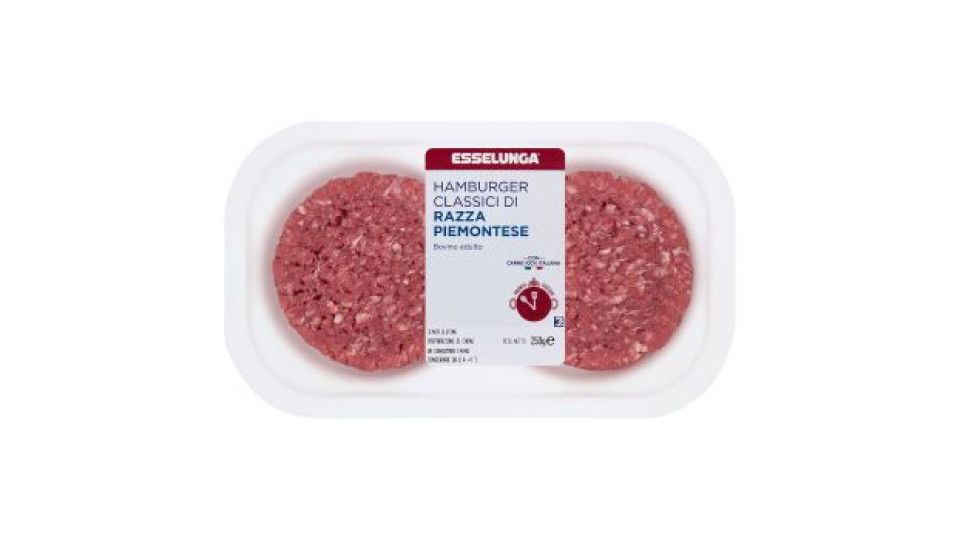 Esselunga Hamburger classici di razza piemontese bovino adulto 250 g