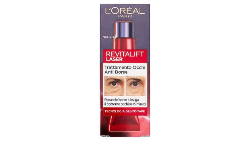 L'Oréal Paris Revitalift Laser Trattamento Occhi Anti-Borse Tecnologia Gel-To-Tape 15 ml