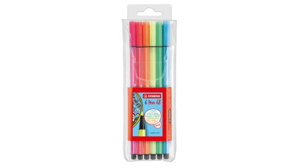 STABILO Pen 68 pennarello - astuccio da 6 pz. fluo