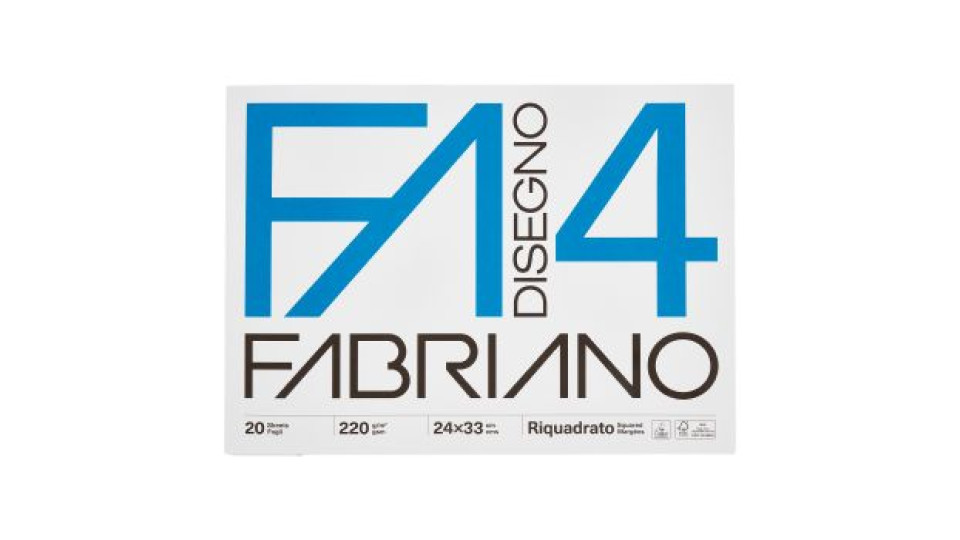 Fabriano Disegno 4 220 g/m² 24x33 cm Riquadrato 20 Fogli