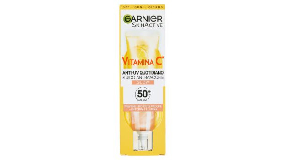 Garnier SkinActive Vitamina C Fluido Anti-UV Anti-Macchie Glow SPF 50+, 40ml
