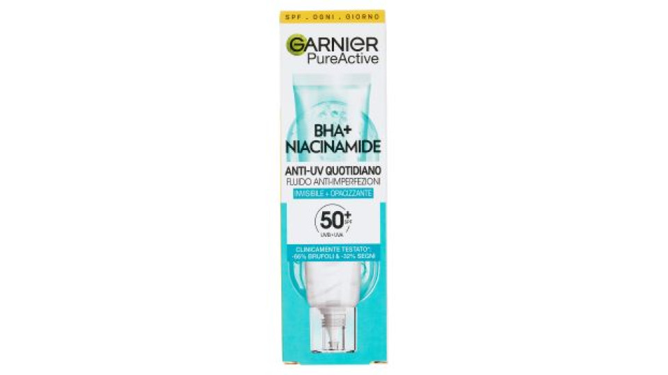Garnier PureActive Anti-UV Fluido Quotidiano Anti-Imperfezioni, SPF 50+ 40 ml