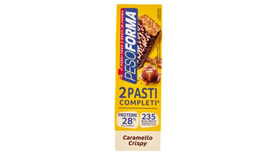 Pesoforma Barrette 2 Pasti, sostitutive del pasto, gusto Caramello Crispy, 235 kcal a pasto, 2 x 60g