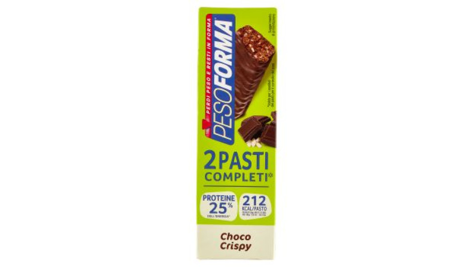 Pesoforma Barrette 2 Pasti, sostitutive del pasto, gusto Choco Crispy, 212 kcal a pasto, 2 x 58g