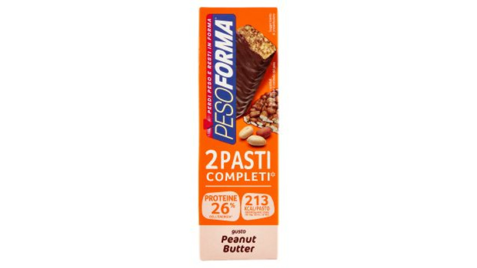 Pesoforma Barrette 2 Pasti, sostitutive del pasto, gusto Peanut Butter, 213 kcal a pasto, 2 x 58 g