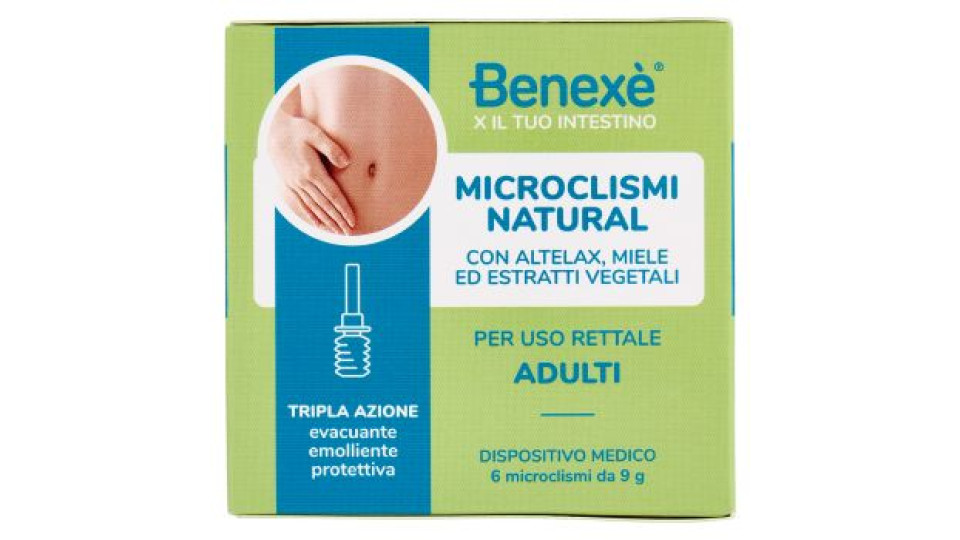 Benexè X il Tuo Intestino Microclismi Natural per Uso Rettale Adulti 6 x 9 g