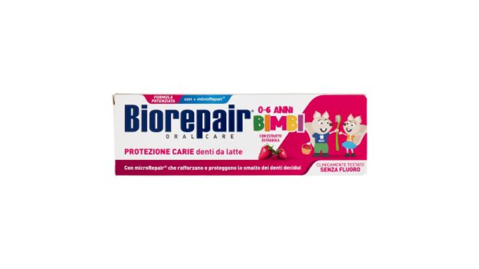 Biorepair Protezione Carie denti da latte Bimbi 0-6 Anni con Estratto di Fragola 50 ml
