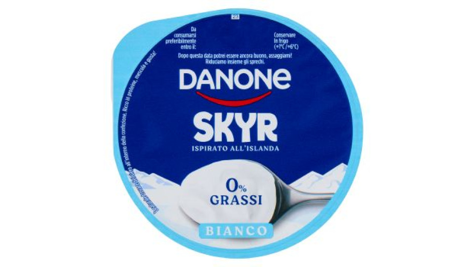 DANONE Skyr, Yogurt ispirato all'Islanda, 0% grassi, Cremoso, Ricco in Proteine, Bianco, 150g