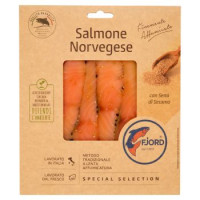Salmone Norvegese Finemente Affumicato con Semi di Sesamo 0,100 Kg