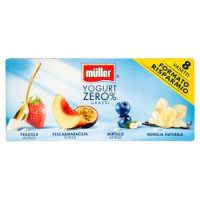 müller Yogurt Zero% Grassi Fragola, Pesca&Maracuja, Mirtillo in Pezzi - Vaniglia Naturale