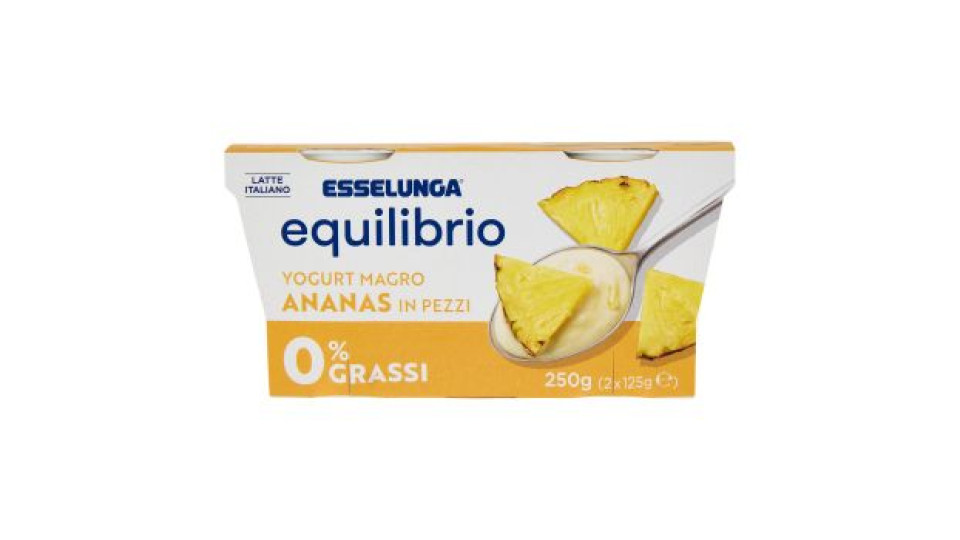 Esselunga Equilibrio, yogurt magro 0% di grassi ananas in pezzi