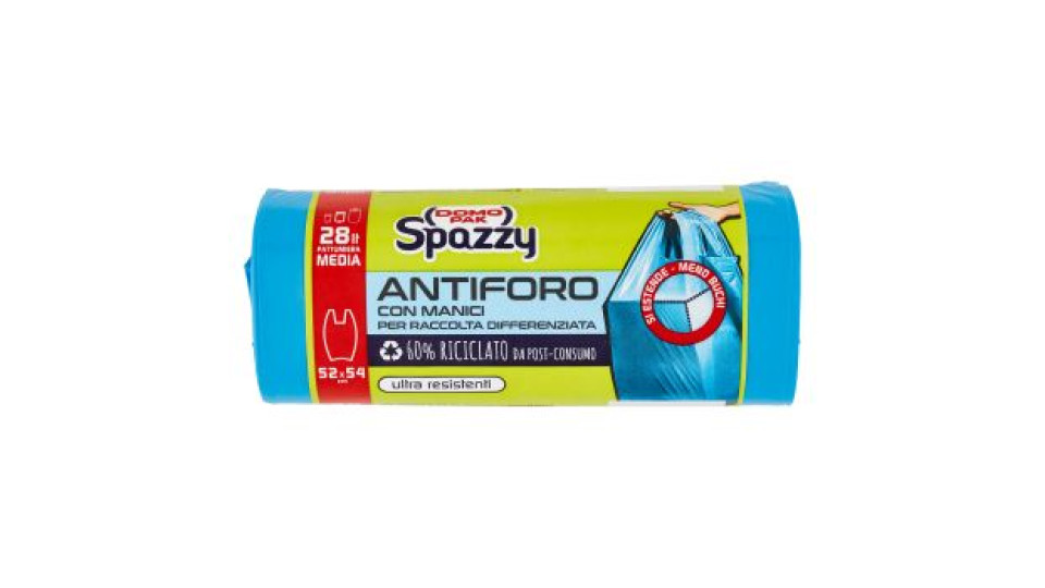 Domopak Spazzy Antiforo Profumati con Manici 28 lt Pattumiera Media 52x54 cm Mela Verde 15 pz