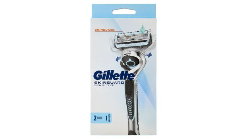 Gillette Skinguard Sensitive Rasoio da Uomo, 1 Manico + 2 Lamette