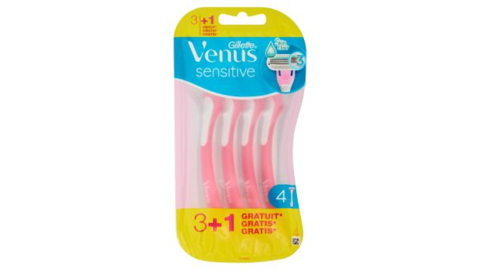 Gillette Venus Extra Comfort Sensitive Rasoio Donna Usa e Getta 3 Lame 3 Rasoi + 1 Gratis = 4 Rasoi
