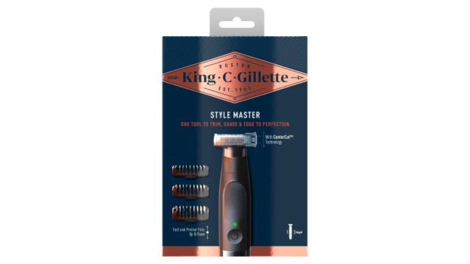 King C Gillette Beard Trimmer Pro Regolabarba, Rasoio Elettrico Uomo + 2 Pettini + 1 Spazzolina di p