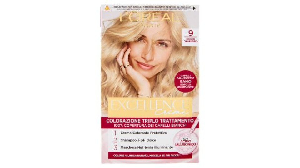 L'Oréal Paris Excellence Creme Colorazione Triplo Trattamento Biondo Chiarissimo 9