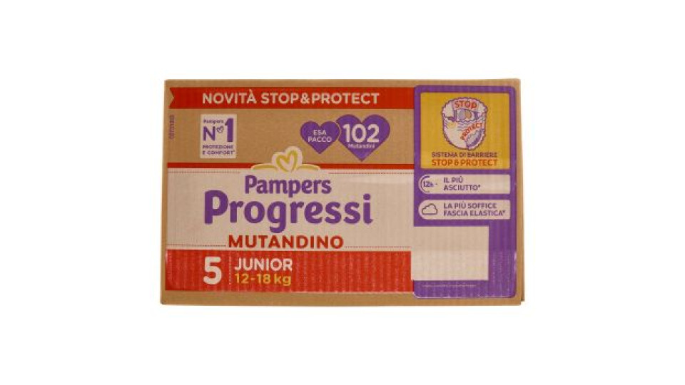 Pampers, Progressi Mutandino taglia 5 junior (12-18 Kg) conf.