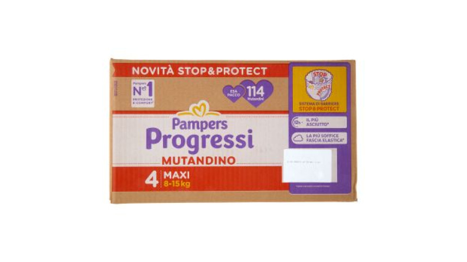 Pampers, Progressi Penta Mutandino Taglia 4 maxi (8-15 kg)