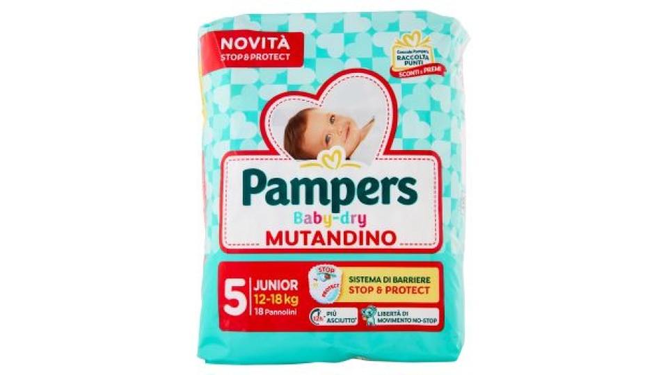 Pampers Baby-Dry Mutandino taglia 5 junior (12-18 Kg)