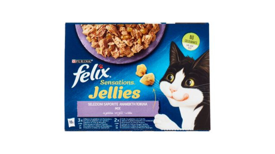 FELIX Sensations Jellies Selezioni Saporite Mix in gelatina (Manzo, Trota, Pollo, Salmone) 10 x 85 g