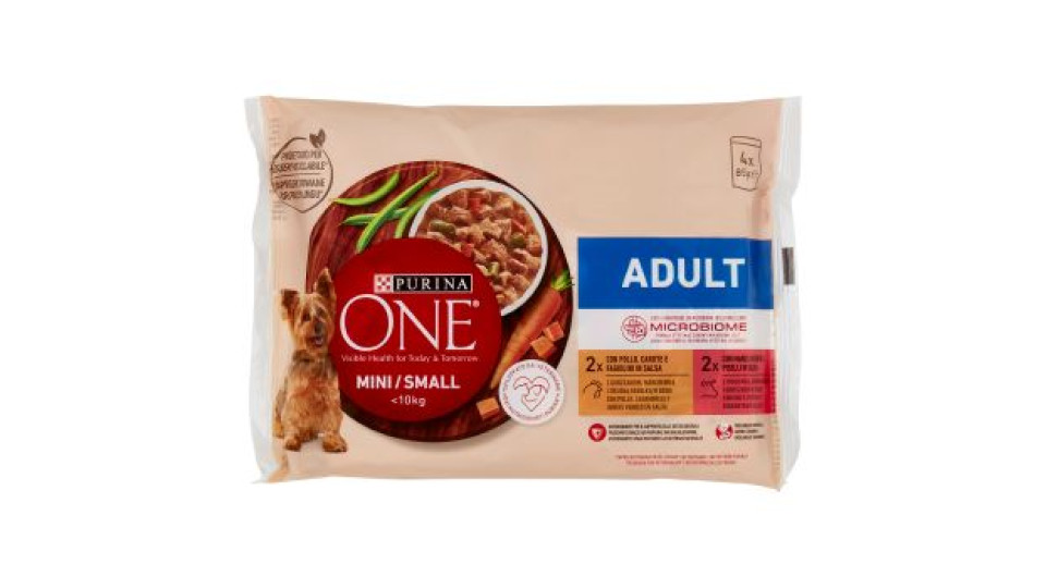 PURINA ONE Mini/Small Adult Pollo e Manzo in Salsa 4 x 85 g
