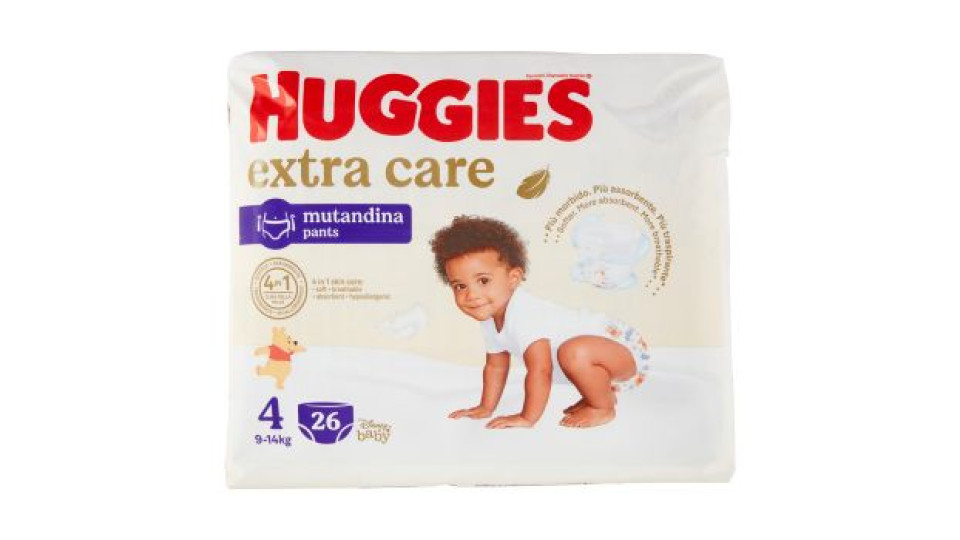 Huggies extra care mutandina 4 9-14 Kg 26 pz