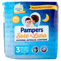 Pampers, Sole e Luna taglia 3 midi (4-9 Kg) conf. 44 +