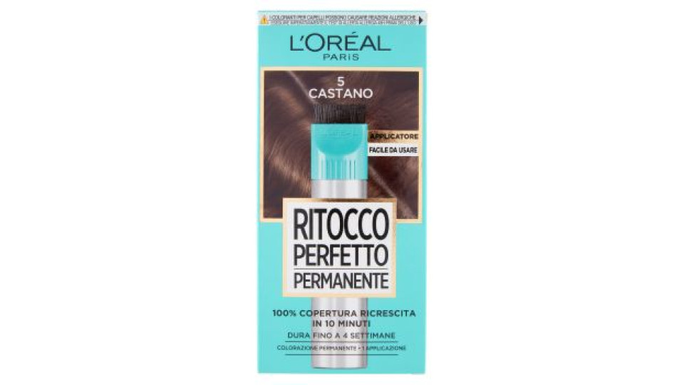 L'Oréal Paris Colorazione Ritocco Perfetto Permanente, 100% Copertura Ricrescita, Castano