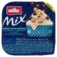 müller Mix Bisco Crunch Yogurt Gusto Biscotto con Sfere al Cioccolato e al Caramello Salato 150 g
