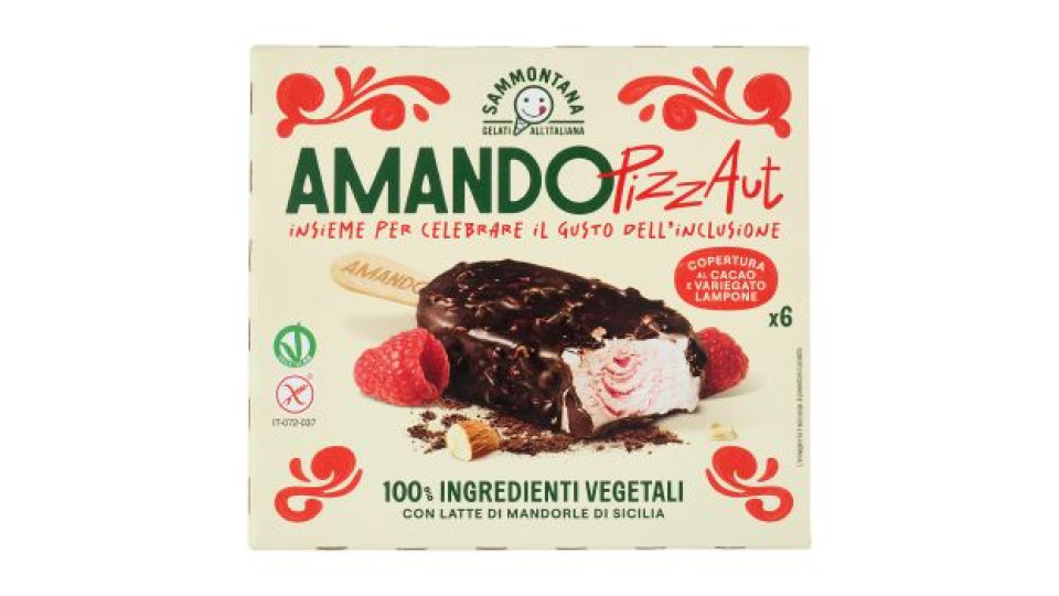 Sammontana Amando 6 Stecchi alla Vaniglia, Variegato Lime e Zenzero, Copertura Sorbetto Frutta 6x55g