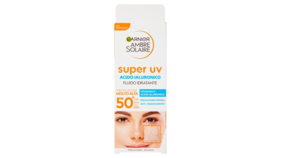 Garnier Ambre Solaire Fluido Idratante all'Acido Ialuronico SPF50+ 40 ml