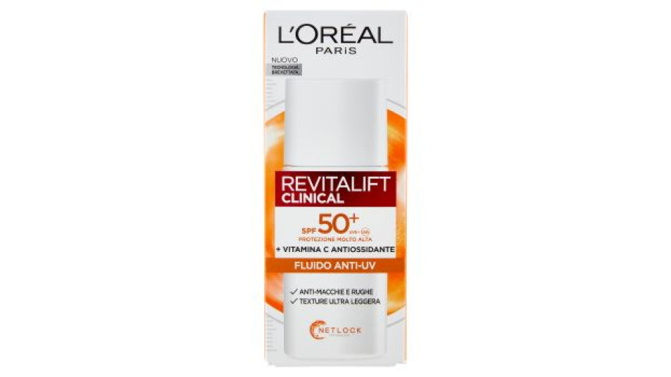 L'Oréal Paris Revitalift Clinical Fluido Anti-UV SPF50+ con Vitamina C Antiossidante 50 ml