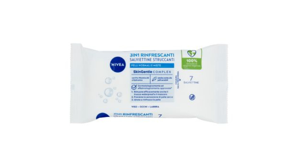 Nivea Salviettine Struccanti 3-in-1 Rinfrescanti Pelli Normali e Miste