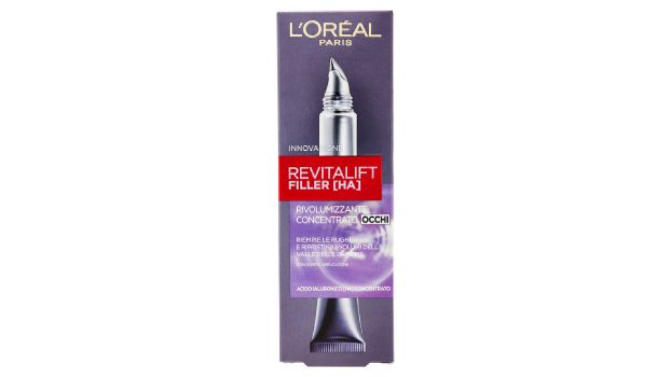 L'Oréal Paris Revitalift Filler Crema Viso Contorno Occhi Antirughe Rivolumizzante con Acido Ialuronico Concentrato