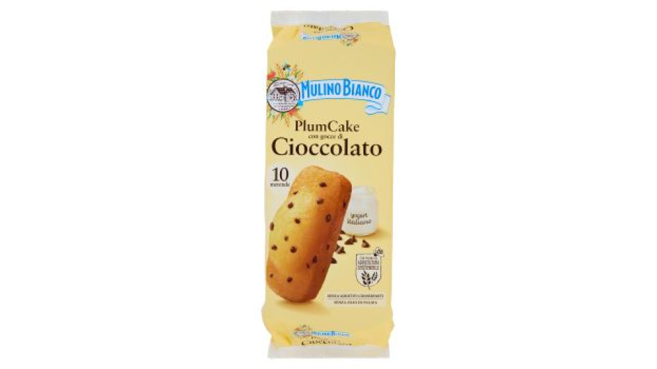 Mulino Bianco Plumcake Merenda Con Yogurt Italiano E Gocce Di Cioccolato 10 Pezzi 350g