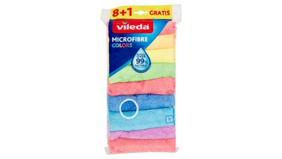 Vileda Microfibre Colors - Rimuovono Oltre Il 99%* Dei Batteri, Anche Solo Con Acqua. 9x 30x30 Cm