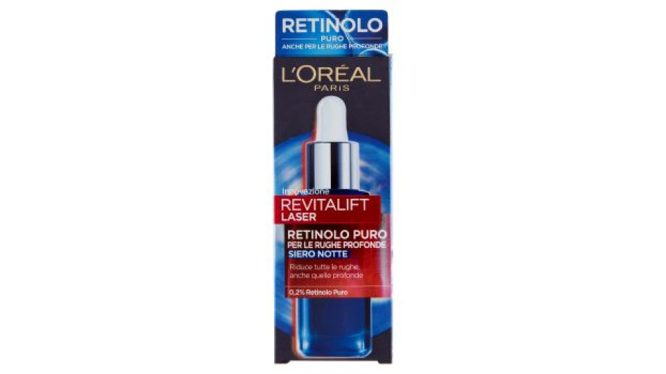 L'Oréal Paris Siero Notte Revitalift Laser X3, Azione Antirughe Anti-Età con Retinolo Puro, 30 ml