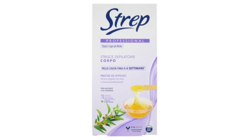 Strep Professional Strisce Depilatorie Corpo 12 Strisce + 3 Salviettine