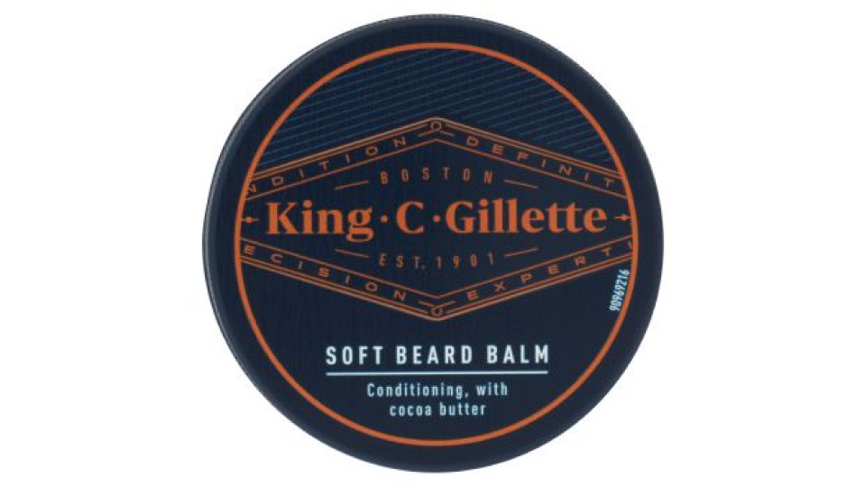 King C. Gillette Balsamo Delicato Da Barba Con Burro Di Cacao, Olio Di Argan, Burro Di Karité 100 Ml
