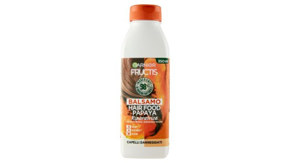 Garnier Balsamo Riparatore Fructis Hair Food, Balsamo Alla Papaya Per Capelli Danneggiati, 350 Ml