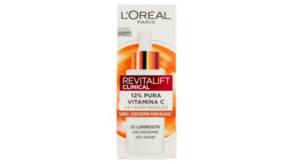 L'oréal Paris Revitalift Clinical 12% Pura Vitamina C + E + Acido Salicilico Siero, 30 Ml