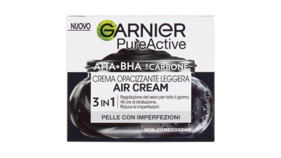 Garnier Pureactive Air Cream Aha+bha Con Carbone - Crema Opacizzante Leggera 50 Ml