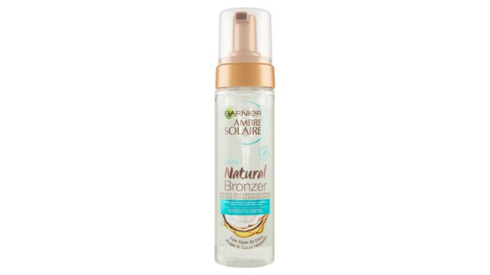Garnier Ambre Solaire Mousse Autoabbronzante Natural Bronzer, Con Acqua Di Cocco Idratante