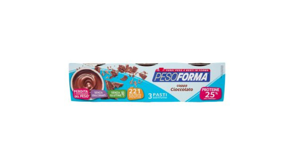 Pesoforma, Coppa Gusto Cioccolato, Sostituto Del Pasto, Senza Glutine, 221 Kcal Per Pasto, 3x210g