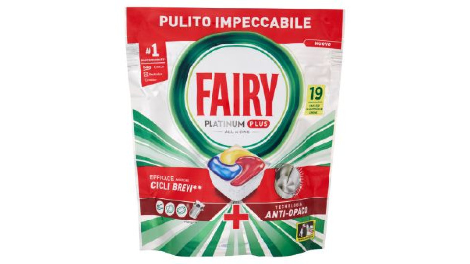 Fairy Pastiglie Lavastoviglie Platinum, Detersivo Piatti Limone, 14 Capsule 209 g
