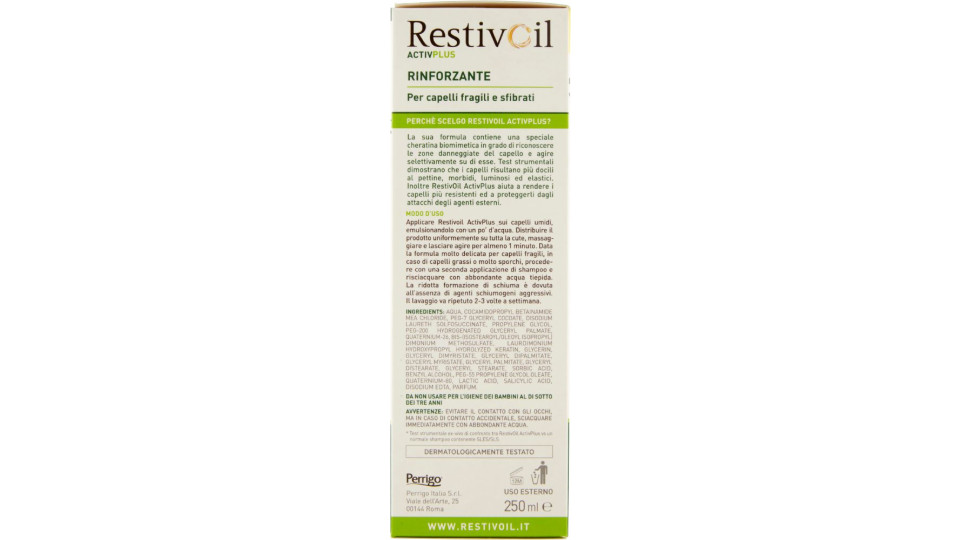 RestivOil, Rinforzante ActivPlus cute sensibile capelli fragili e sfibrati olio-shampoo