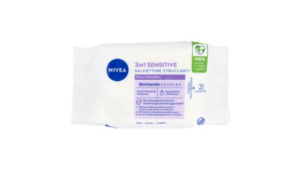 Nivea 3in1 Sensitive Salviettine Struccanti Pelli Sensibili 25 pz
